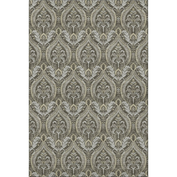 HomeRoots 10' X 14' Floral Area Rug in Taupe & Ivory – Washable, UV-Protected, Durable for Family Living Spaces 649798