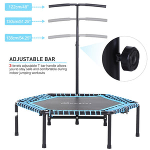 English Elm Exercise Rebounder Trampoline with Adjustable Stability Bar Foldable Steel Frame T3971P386642