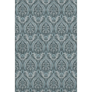 HomeRoots 5' X 8' Teal and Ivory Floral Area Rug – Stain Resistant, UV Protected, Easy Care for Active Homes! 649800