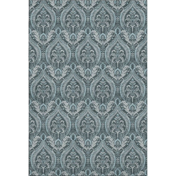 HomeRoots 5' X 8' Teal and Ivory Floral Area Rug – Stain Resistant, UV Protected, Easy Care for Active Homes! 649800