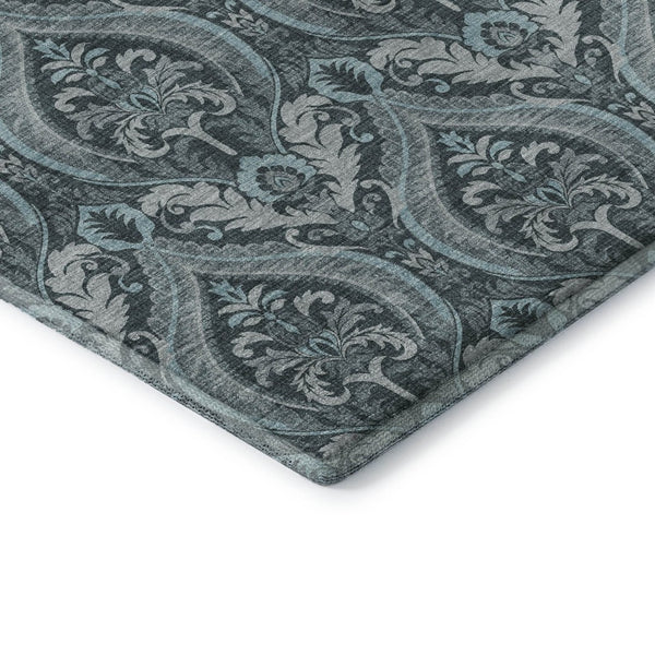 HomeRoots 5' X 8' Teal and Ivory Floral Area Rug – Stain Resistant, UV Protected, Easy Care for Active Homes! 649800