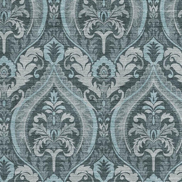 HomeRoots 9' X 12' Teal Floral Washable Area Rug – Stylish, Stain-Resistant, UV Protected for High-Traffic Spaces 649803