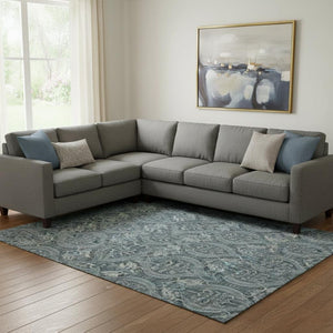 HomeRoots 9' X 12' Teal Floral Washable Area Rug – Stylish, Stain-Resistant, UV Protected for High-Traffic Spaces 649803