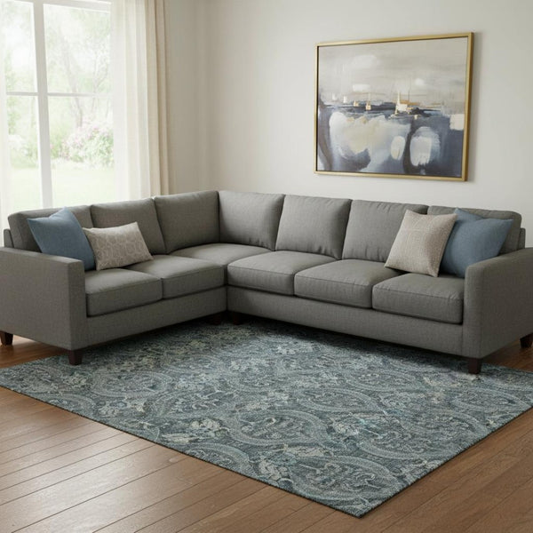 HomeRoots 9' X 12' Teal Floral Washable Area Rug – Stylish, Stain-Resistant, UV Protected for High-Traffic Spaces 649803