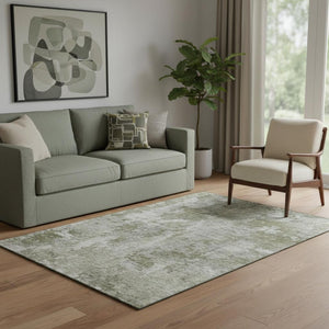 HomeRoots 5' X 8' Beige and Ivory Abstract Area Rug - Washable, UV-Protected, Kid & Pet-Friendly Design! 649806