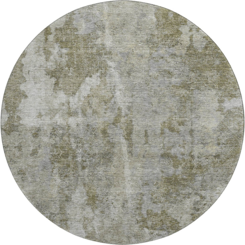 HomeRoots 8' Beige and Ivory Abstract Washable Round Rug – Durable, Stylish, UV-Protected for Any Space! 649807
