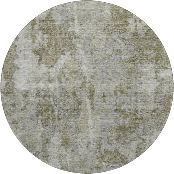 HomeRoots 8' Beige and Ivory Abstract Washable Round Rug – Durable, Stylish, UV-Protected for Any Space! 649807