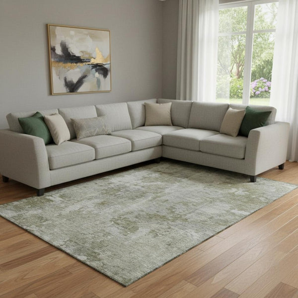 HomeRoots 8' X 10' Beige and Ivory Abstract Area Rug – Washable, Stain Resistant, UV Protected for Durability! 649808