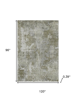 HomeRoots 8' X 10' Beige and Ivory Abstract Area Rug – Washable, Stain Resistant, UV Protected for Durability! 649808