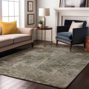 HomeRoots 9' X 12' Beige And Ivory Abstract Area Rug – Washable, UV Protected, Ideal for High-Traffic Rooms 649809
