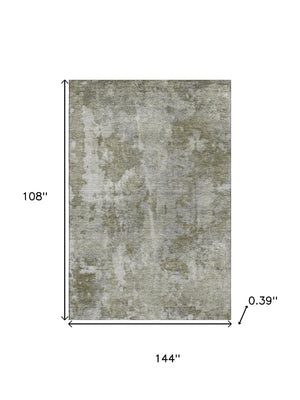 HomeRoots 9' X 12' Beige And Ivory Abstract Area Rug – Washable, UV Protected, Ideal for High-Traffic Rooms 649809