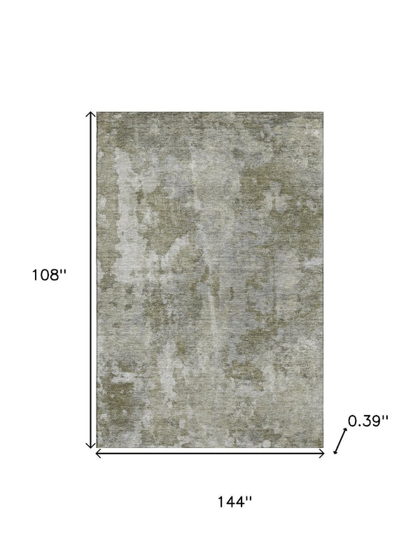 HomeRoots 9' X 12' Beige And Ivory Abstract Area Rug – Washable, UV Protected, Ideal for High-Traffic Rooms 649809