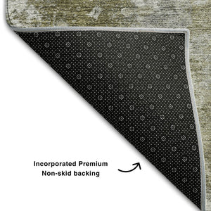 HomeRoots 10' X 14' Beige and Ivory Abstract Washable Area Rug - Stylish, Durable, UV-Protected for Homes 649810