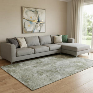 HomeRoots 10' X 14' Beige and Ivory Abstract Washable Area Rug - Stylish, Durable, UV-Protected for Homes 649810