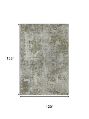 HomeRoots 10' X 14' Beige and Ivory Abstract Washable Area Rug - Stylish, Durable, UV-Protected for Homes 649810