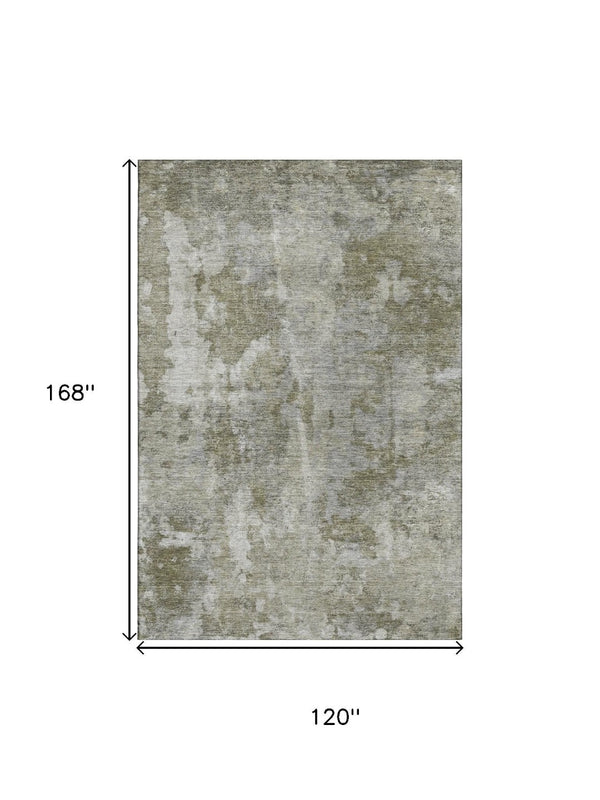 HomeRoots 10' X 14' Beige and Ivory Abstract Washable Area Rug - Stylish, Durable, UV-Protected for Homes 649810