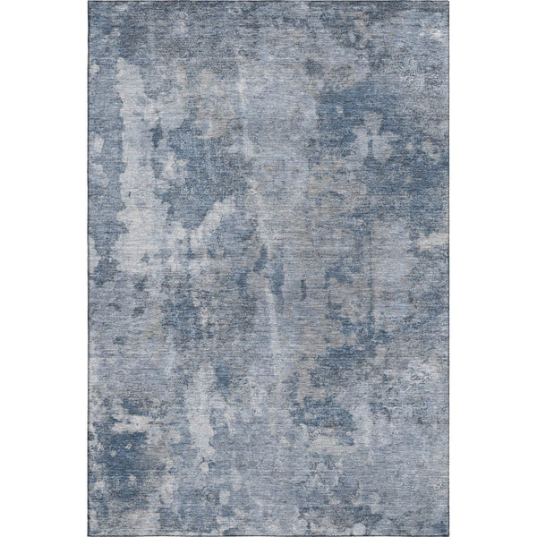 HomeRoots 5' X 8' Stylish Blue and Ivory Abstract Area Rug - Washable, UV Protected, Perfect for High-Traffic Spaces 649812