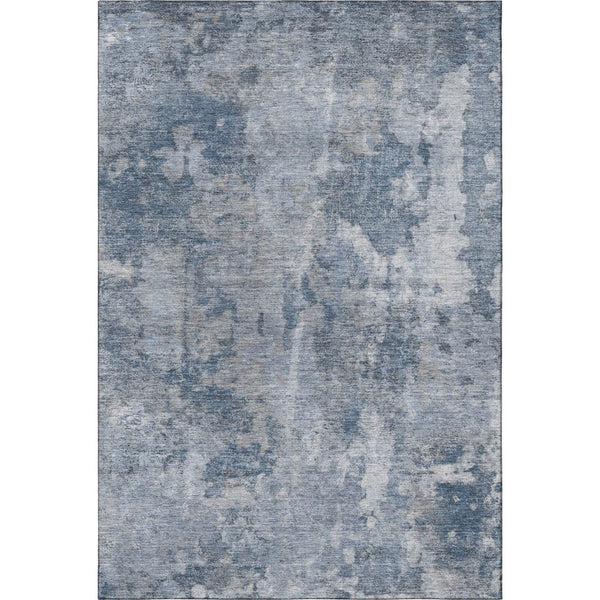 HomeRoots 5' X 8' Stylish Blue and Ivory Abstract Area Rug - Washable, UV Protected, Perfect for High-Traffic Spaces 649812