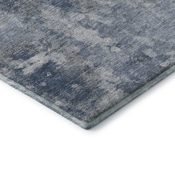 HomeRoots 8' Blue and Ivory Abstract Round Rug – Washable, UV Protected, Durable for Homes with Kids & Pets 649813