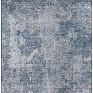 HomeRoots 8' X 10' Modern Blue and Ivory Abstract Area Rug - Washable, UV Protected, Perfect for Busy Homes! 649814