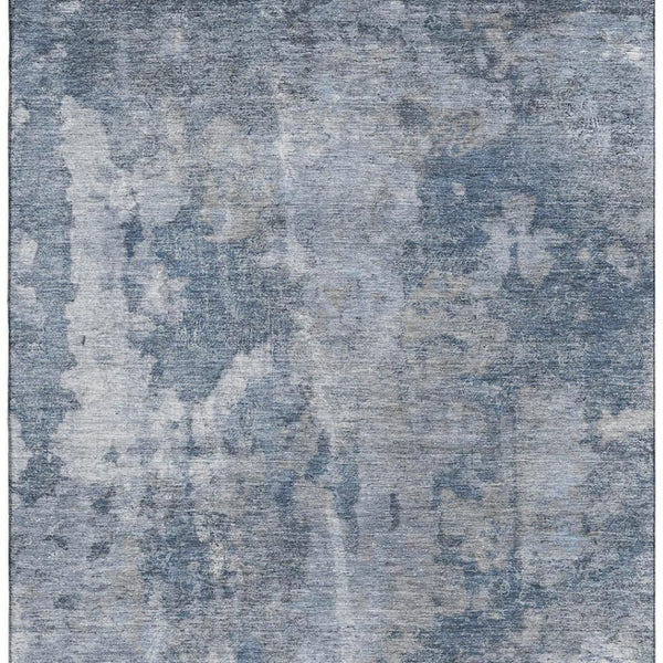 HomeRoots 8' X 10' Modern Blue and Ivory Abstract Area Rug - Washable, UV Protected, Perfect for Busy Homes! 649814
