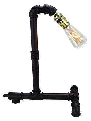 English Elm Industrial Pipe Desk Lamp Black Metal LED/Edison-Compatible Rustic Office Bedroom Loft Lighting, UL-Certified B080P329317