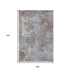 HomeRoots 9' X 12' Brown and Ivory Abstract Washable Area Rug - Stain Resistant, UV Protected, Durable Design! 649821