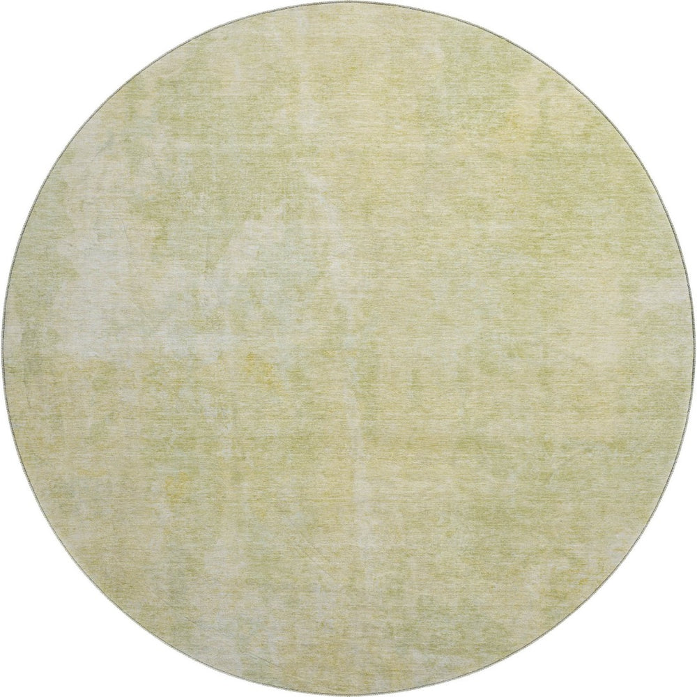 HomeRoots 8' Gold and Ivory Abstract Round Rug - Washable, Stain-Resistant, UV Protected for Modern Living Spaces 649825