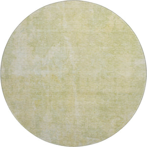 HomeRoots 8' Gold and Ivory Abstract Round Rug - Washable, Stain-Resistant, UV Protected for Modern Living Spaces 649825