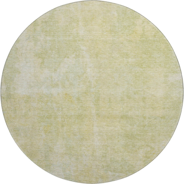 HomeRoots 8' Gold and Ivory Abstract Round Rug - Washable, Stain-Resistant, UV Protected for Modern Living Spaces 649825
