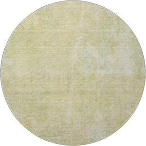 HomeRoots 8' Gold and Ivory Abstract Round Rug - Washable, Stain-Resistant, UV Protected for Modern Living Spaces 649825