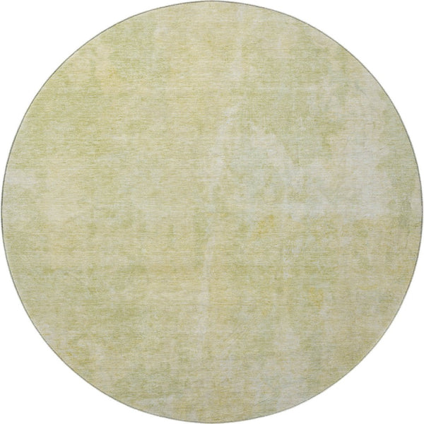 HomeRoots 8' Gold and Ivory Abstract Round Rug - Washable, Stain-Resistant, UV Protected for Modern Living Spaces 649825