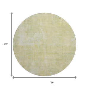 HomeRoots 8' Gold and Ivory Abstract Round Rug - Washable, Stain-Resistant, UV Protected for Modern Living Spaces 649825