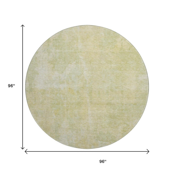 HomeRoots 8' Gold and Ivory Abstract Round Rug - Washable, Stain-Resistant, UV Protected for Modern Living Spaces 649825
