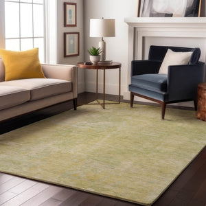 HomeRoots 8' X 10' Gold and Ivory Abstract Area Rug - Washable, UV-Protected, Stain-Resistant, Durable Design 649826