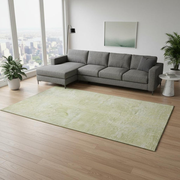HomeRoots 8' X 10' Gold and Ivory Abstract Area Rug - Washable, UV-Protected, Stain-Resistant, Durable Design 649826