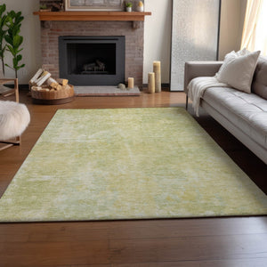 HomeRoots 8' X 10' Gold and Ivory Abstract Area Rug - Washable, UV-Protected, Stain-Resistant, Durable Design 649826