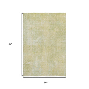 HomeRoots 8' X 10' Gold and Ivory Abstract Area Rug - Washable, UV-Protected, Stain-Resistant, Durable Design 649826