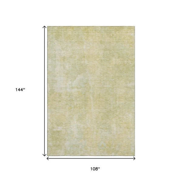 HomeRoots 9' X 12' Gold And Ivory Abstract Area Rug - Washable, UV Protected, Stylish & Stain Resistant Decor 649827