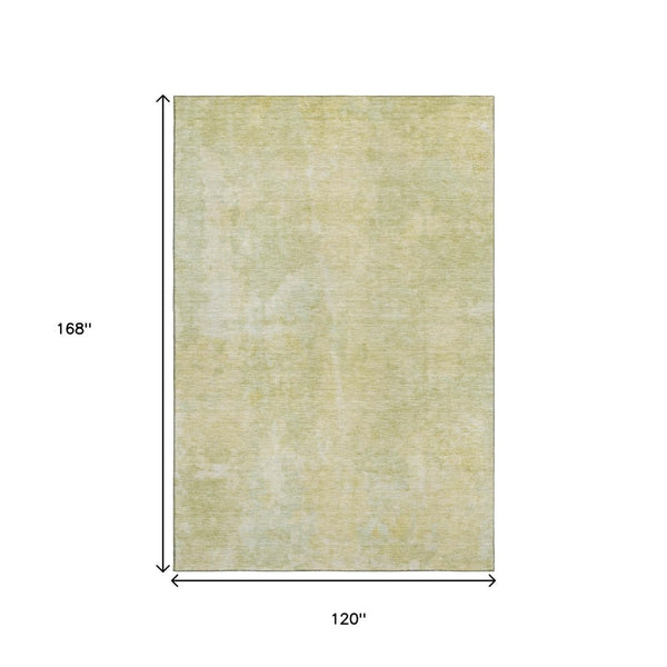HomeRoots 10' Gold and Ivory Abstract Washable Area Rug - Durable, Stain-Resistant, UV Protected for Modern Homes 649828
