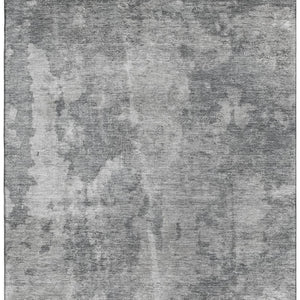 HomeRoots 9' X 12' Modern Gray and Ivory Abstract Washable Area Rug with Stain Resistance & UV Protection 649833