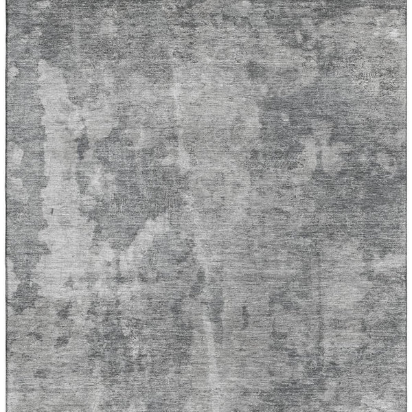 HomeRoots 9' X 12' Modern Gray and Ivory Abstract Washable Area Rug with Stain Resistance & UV Protection 649833