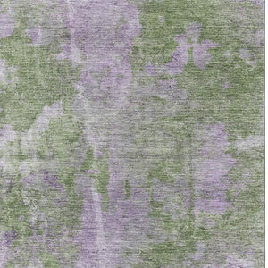 HomeRoots 5' X 8' Green And Ivory Abstract Area Rug - Durable, Washable, UV-Protected, Modern Design for Homes 649836
