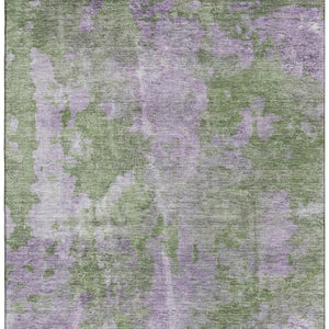 HomeRoots 5' X 8' Green And Ivory Abstract Area Rug - Durable, Washable, UV-Protected, Modern Design for Homes 649836