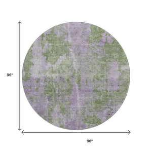 HomeRoots 8' Green And Ivory Abstract Round Rug - Washable, UV-Protected, Durable, Modern Design for All Spaces 649837