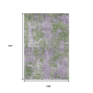 HomeRoots 9' X 12' Green And Ivory Abstract Washable Area Rug – Stylish, Durable, UV-Protected & Easy Care! 649839