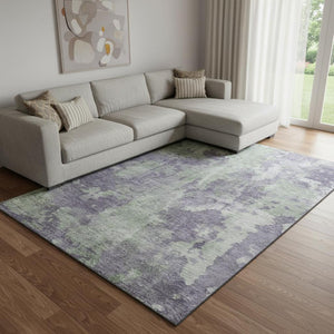 HomeRoots 9' X 12' Purple and Ivory Abstract Rug – Washable, UV-Protected, Durable & Perfect for Busy Homes 649845