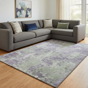 HomeRoots 10' X 14' Purple And Ivory Abstract Washable Rug - UV Protected, Durable, Pet-Friendly & Stylish! 649846