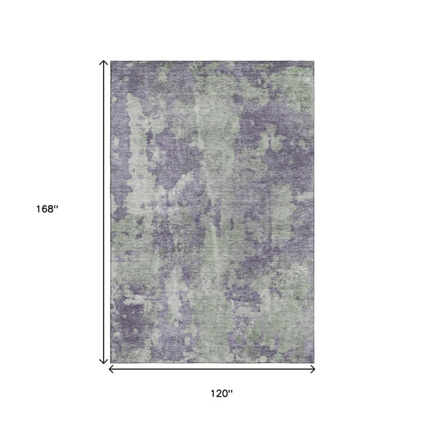 HomeRoots 10' X 14' Purple And Ivory Abstract Washable Rug - UV Protected, Durable, Pet-Friendly & Stylish! 649846