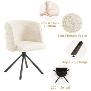 English Elm 270° Swivel Mid-Century Modern Upholstered Desk Chairs Set of 2 with Thick Cushion & Metal Base Beige W757P281146